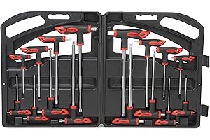 16 Pcs Hex and Torx Wrench Set, T Handle Allen Key with Case, for Long Shafts, Storage Rack, Auto, Bike, Moto