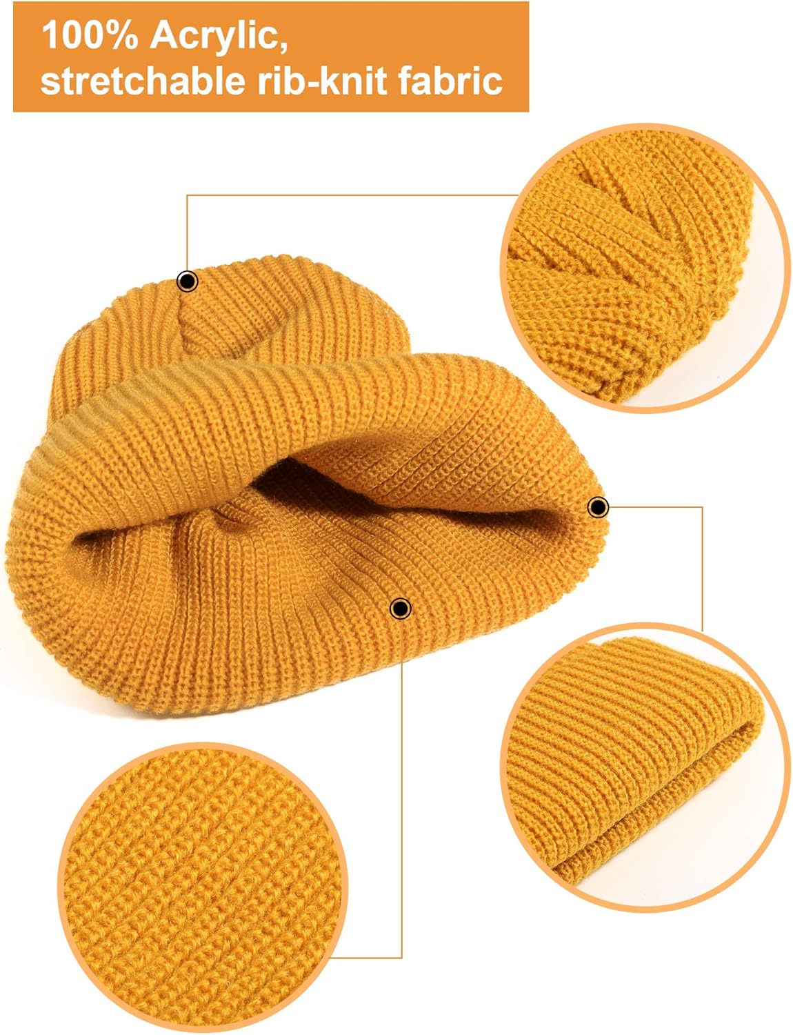 SATINIOR 2 Pieces Winter Trawler Beanie Hat Short Fisherman Skullcap Knit Cuff Beanie Cap for Men Daily Wearing (Black, Yellow) at  Men’s Clothing store