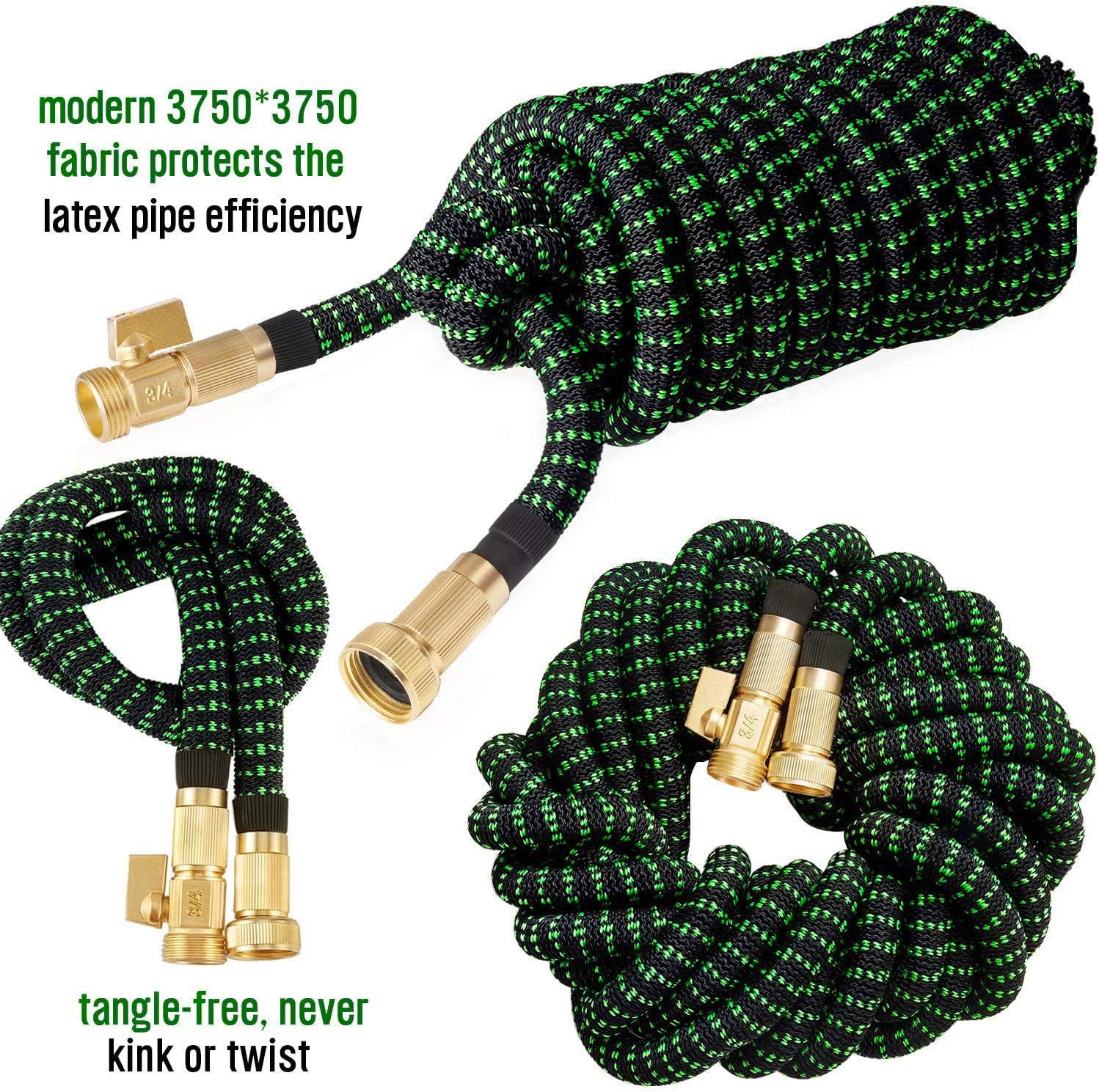HBlife 100ft Garden Hose, All New 2020 Expandable Water Hose with 3/4" Solid Brass Fittings, Extra Strength Fabric - Flexible Expanding Hose with Free Water Spray Nozzle : Garden & Outdoor
