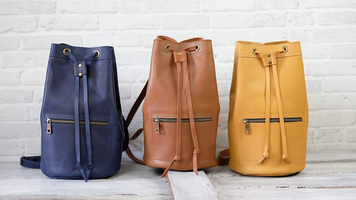drawstring leather backpack