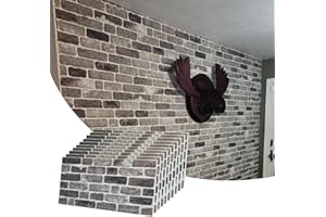 Dundee Deco 3D Wall Panels Brick Effect - Cladding, Grey Black Stone Look Wall Paneling, Styrofoam Facing for Living Room, Kitchen, Bathroom, Balcony, Bedroom, Set of 10, Covers 53 sq ft