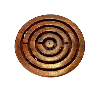 StonKraft 4 inch Handcrafted Wooden Labyrinth Board Game Ball in a Maze Puzzle Toys - Indoor Puzzle Game Gifts for Kids | Boys | Girls (Wooden)