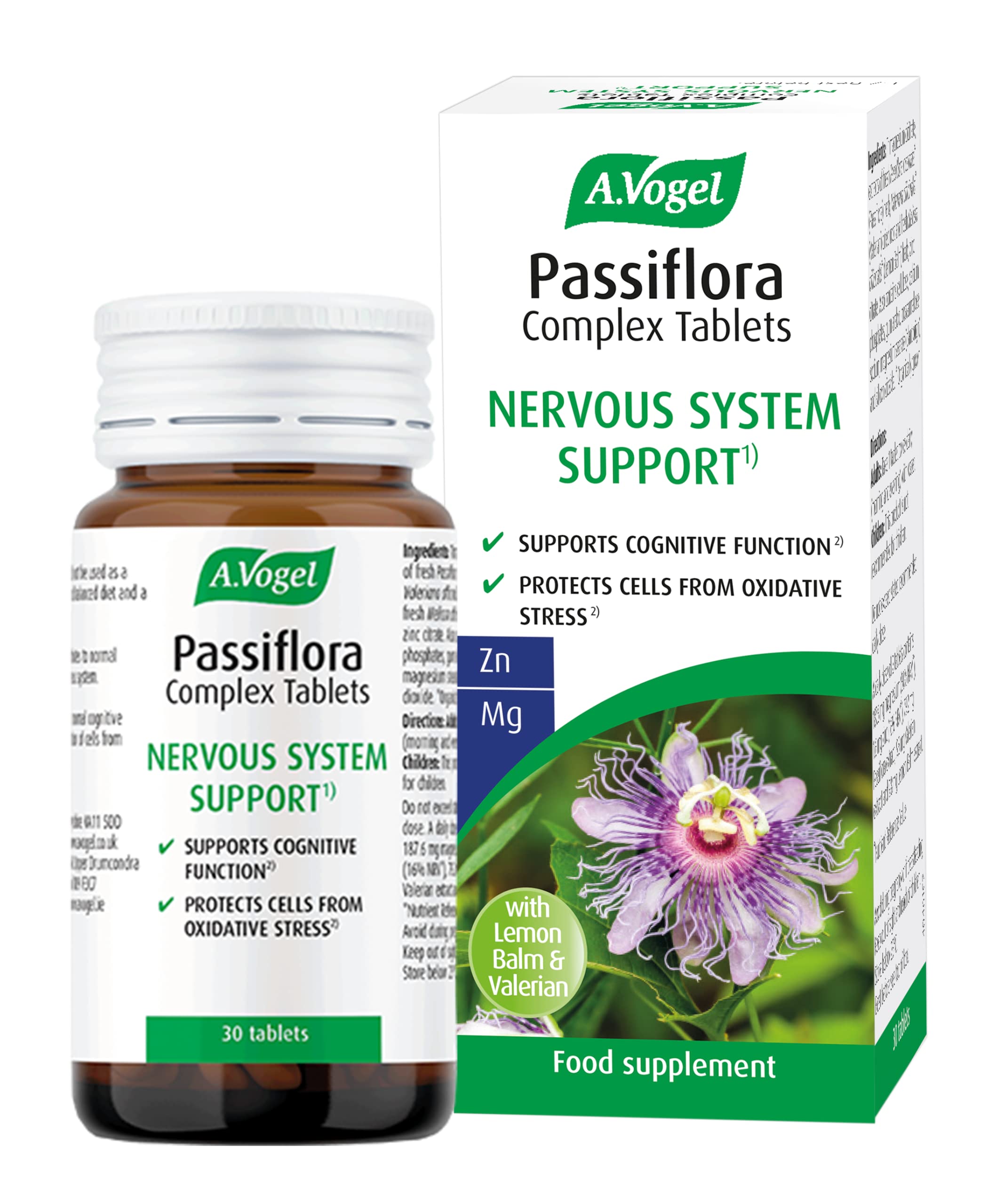 A.Vogel Passiflora Complex 30 Tablets | Supports Relaxation | Extracts of Passion Flower, Lemon Balm, Magnesium for Nervous System & Zinc to Protect Cells from Oxidative Stress