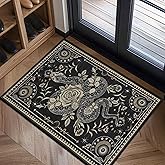 Yinhua Entryway Rug 2x3 Snake Washable Rug, Gothic Rugs for Entryway, Non Slip Door Mat Indoor Entrance, Low Pile Small Area Rugs for Kitchen, Laundry, Entry, Black