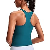 Smooth Workout Tops for Women Yoga Racerback Longline Padded Workout Tank Tops with Built in Bra
