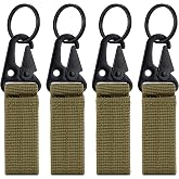 IronSeals 4 Pack Nylon Webbing Keychain Tactical Molle Gear Key Ring, Belt Buckle Metal Hook Backpack Clasp Key Ring Holder