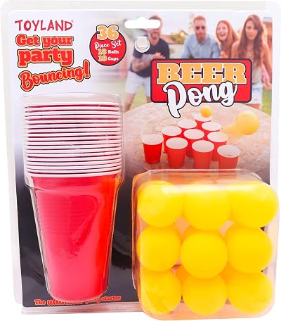Toyland 36 Piece Set Beer Pong Game Stag Hen Parties Christmas Holiday