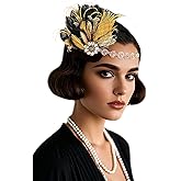 BABEYOND Flapper Headpiece for Women - 1920s Headband Roaring 20s Great Gatsby Accessories Rhinestone Feather Hair Clip