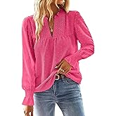 Falechay Boho Tops for Women V Neck Blouses Flowy Swiss Dot Dressy Casual Lace Womens Long Sleeve Shirts Trendy 2026