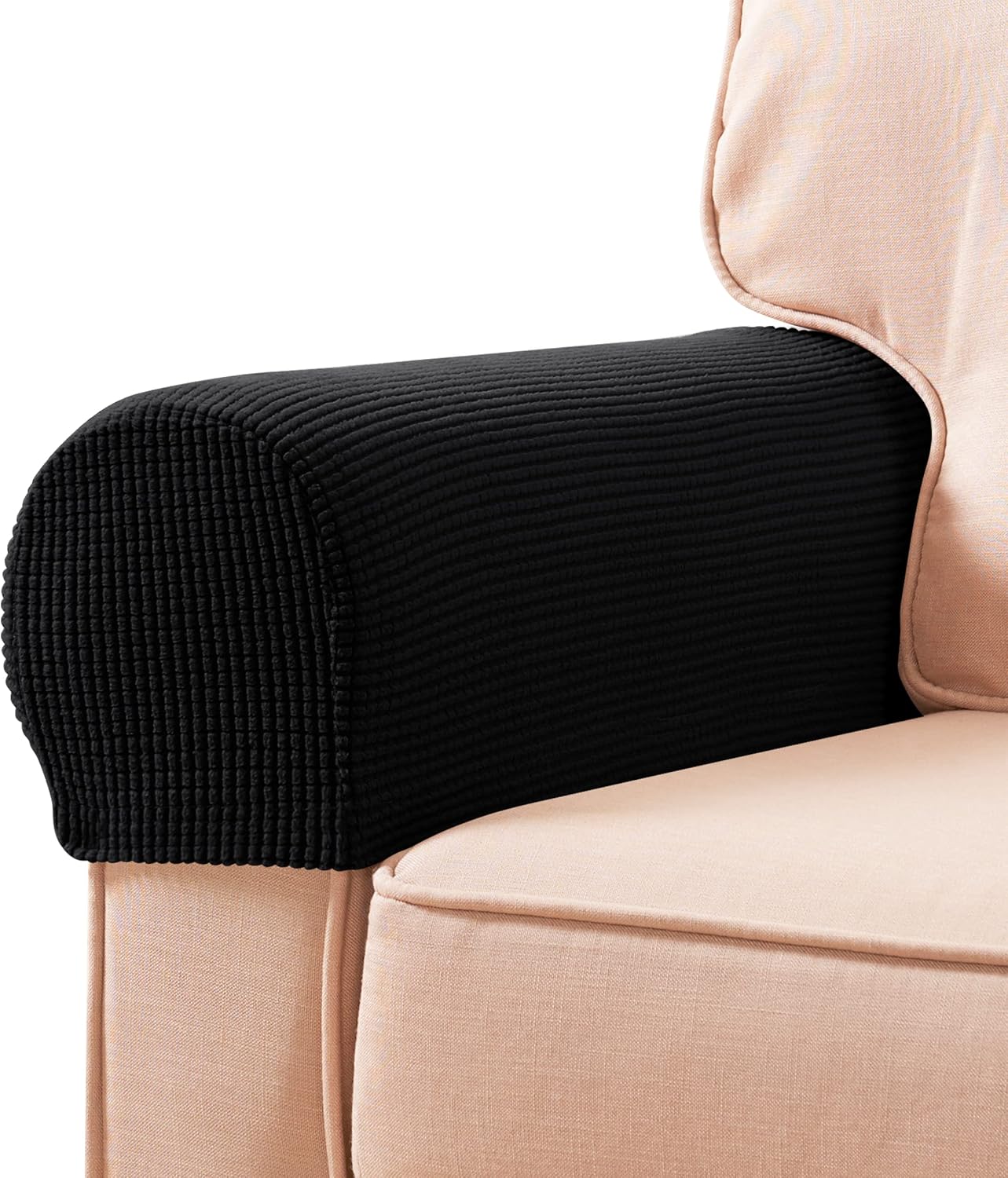 Slipcovers - subrtex Stretch Armrest Covers Spandex Arm Covers for Chairs Couch Sofa Armchair Slipcovers for Recliner Sofa with Twist Pins 2pcs (Black)