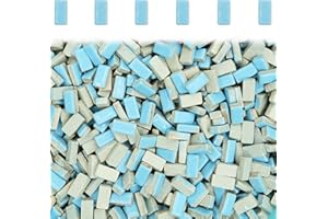 SMANTA Light Blue Mosaic Tiles for Crafts, Rectangular Mosaic Tiles Colorful Stained Mosaic Ceramic Pieces Craft Tiles for Mosaics Making Supplies - 100 Pieces