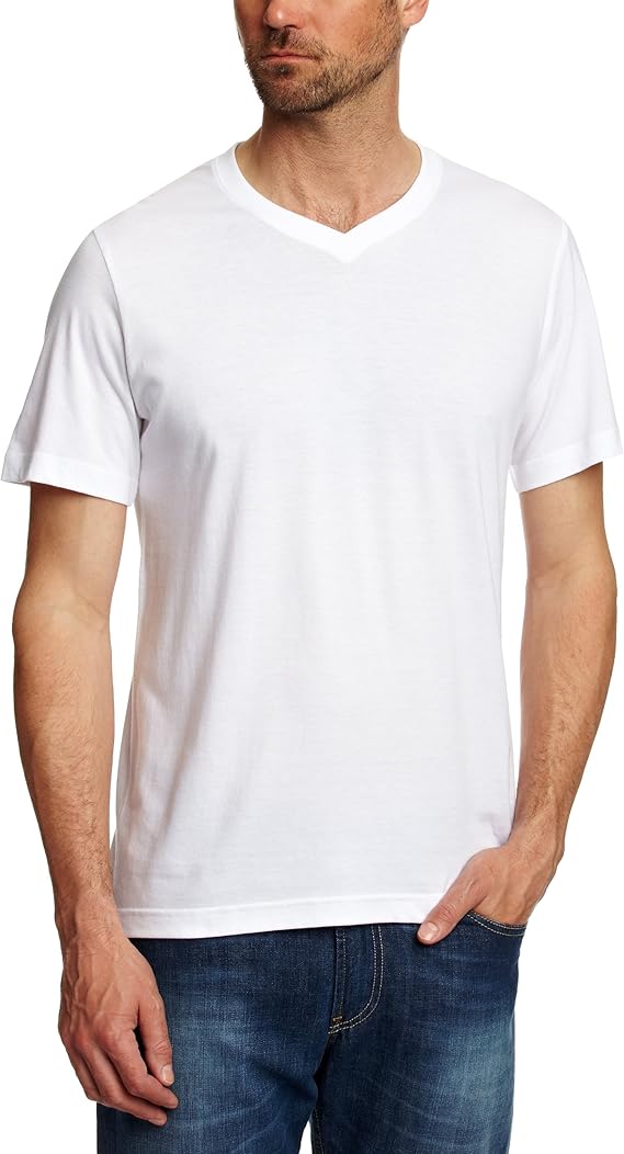 Hanes VNeck Men's TShirt White Small Amazon.co.uk Clothing