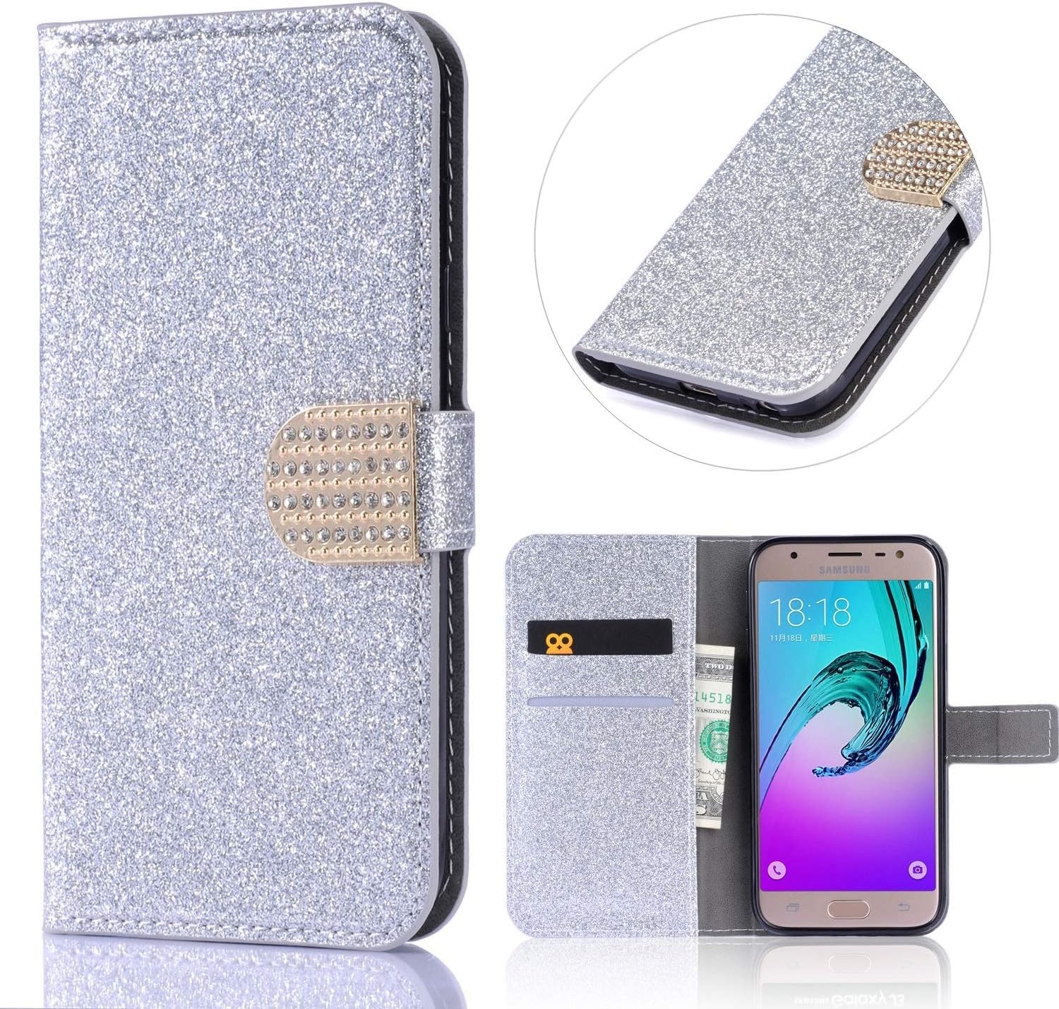 HongYong Huawei Xs Max Leather Case, Leather Wallet Case with [Kickstand][Card Slots] [Magnetic Closure] Flip Notebook Cover Case for Apple Huawei Xs Max, Rainbow Pink/CP