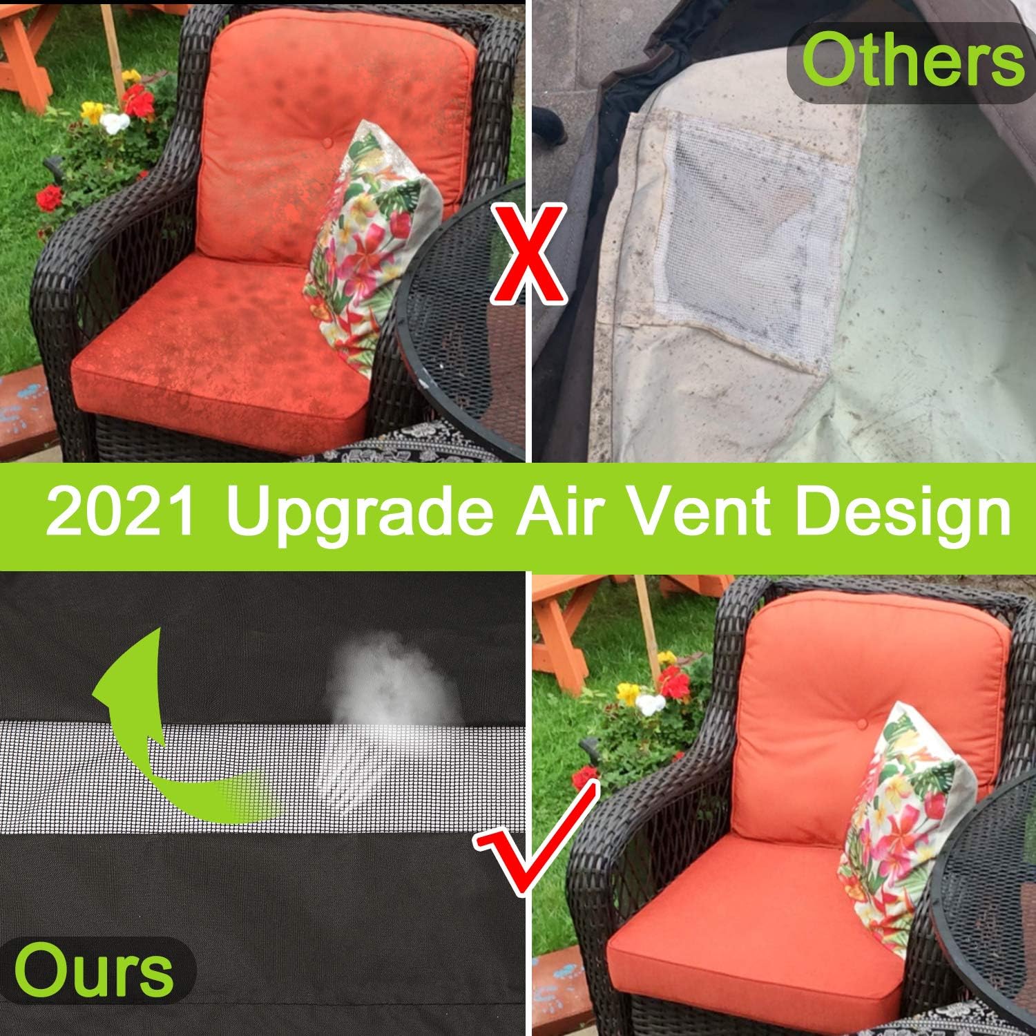 GARDRIT Patio Chair Covers, Heavy Duty Outdoor Chair Covers, 100% Waterproof Chair Covers for Patio Furniture Fits up to 35" W x 38" D x 31" H ,Black: Kitchen & Dining