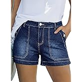 Astylish Women's High Waisted Jean Shorts Stretchy Casual Fashion Trendy Denim Shorts with Penny Patch Pocket