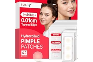 SOSKY Pimple Patches for Face, Hydrocolloid Acne Patches, Zit Sticker for Face and Skin, Pimple Patches for Covering Zits, Blemishes with Salicylic Acid 42 Count 12mm