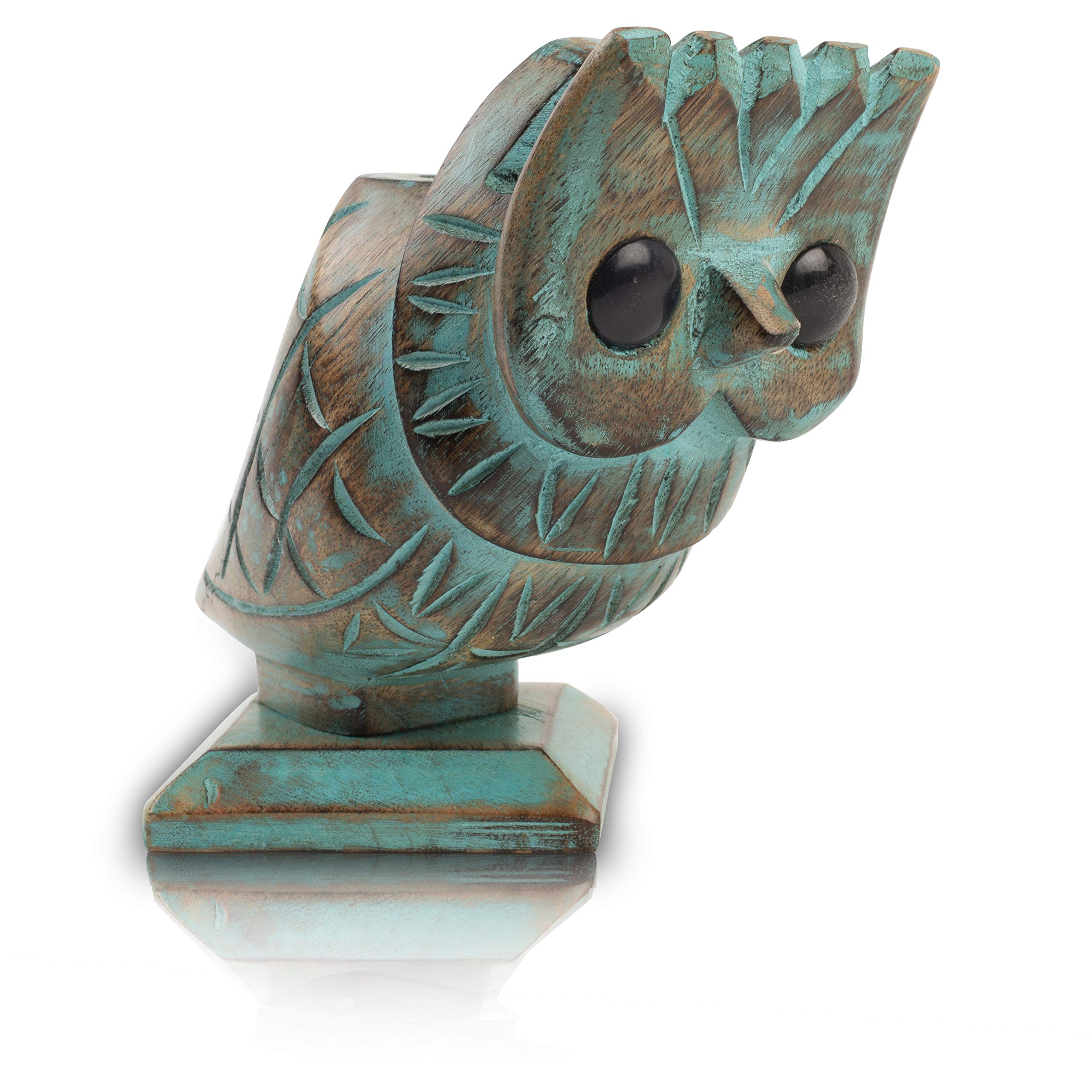 The Great Indian Bazaar Handmade Wooden Reading Glasses Spectacle Case & Pen Pencil Display Stand Holder Tabletop Desk Accessories Office Stationary Organizer For Home Office College (Blue)