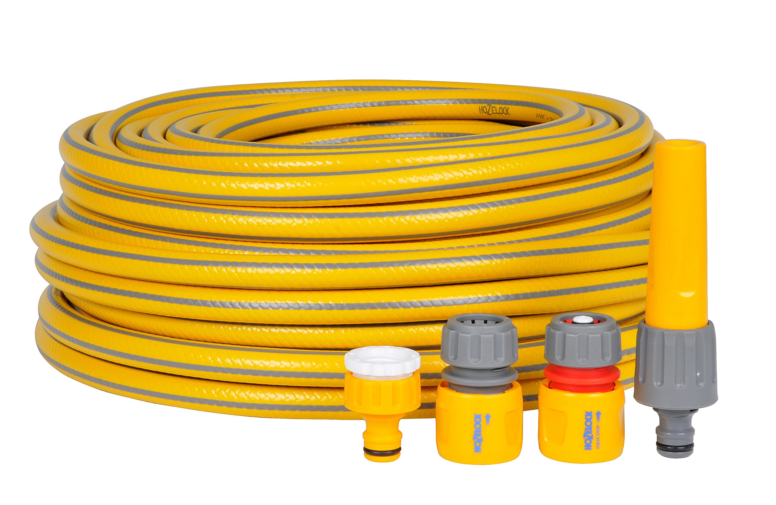 HOZELOCK - Starter Hose Kit ø 12.5mm (1/2") 30m : Versatile, UV-resistant Garden Hose, 4-layer Braided Reinforced Hose, Hard Wearing, Includes Fittings and Nozzle, 10 Year Guarantee* [7230P9000]