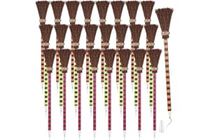 IREER Halloween Witch Broom Pencil Colorful Witch Broom Pens Wizard Pencil Broom Writing Pencils Halloween Party Favors for Kids Adult Goody Bag Filler School Classroom Office Supplies(24 Pieces)