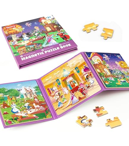 SYNARRY Unicorn Princess Magnetic Puzzles - 20 Piece Travel Puzzles For Toddlers 3-5 Years