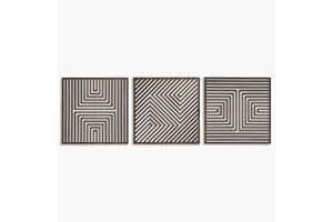 Large Geometric Wood Wall Art Set, 3 Piece Modern Wood Wall Decor Over the Bed, Abstract 3D Wooden Wall Art, Set of 3 Wood Wa