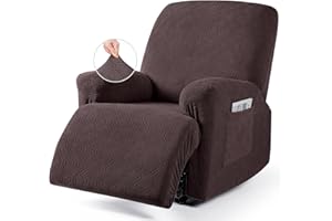 VANSOFY Oversized Recliner Chair Cover, 4-Pieces Stretch Recliner Covers for Recliner Chair Soft Reclining Chair Slipcover Jacquard Pattern Furniture Protector for Dogs Cats(Dark Coffee)