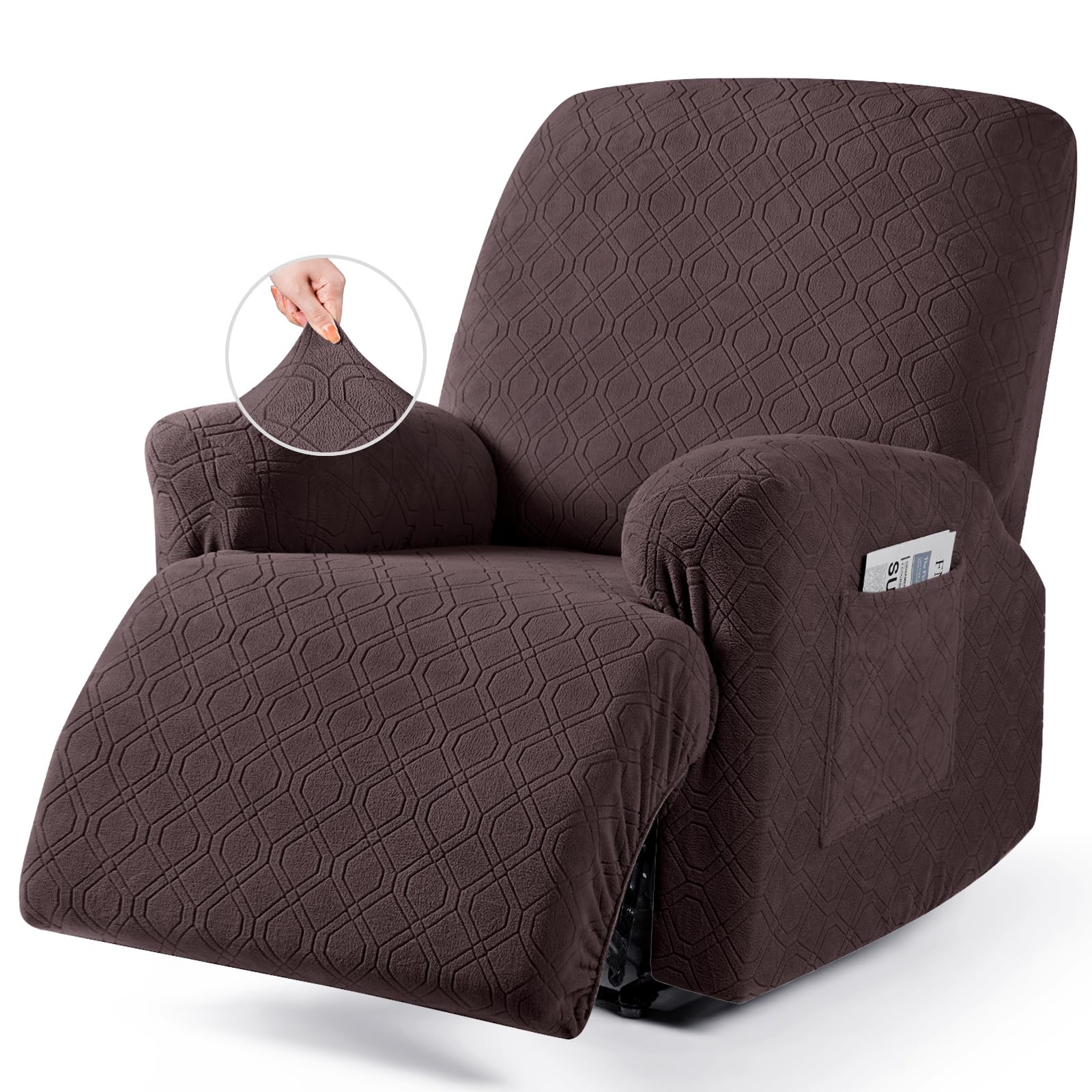 Photo 1 of VANSOFY Recliner Chair Cover, 3-Pieces Stretch Recliner Covers for Recliner Chair Soft Reclining Chair Slipcover Furniture Protector for Dogs Cats(Dark Coffee)