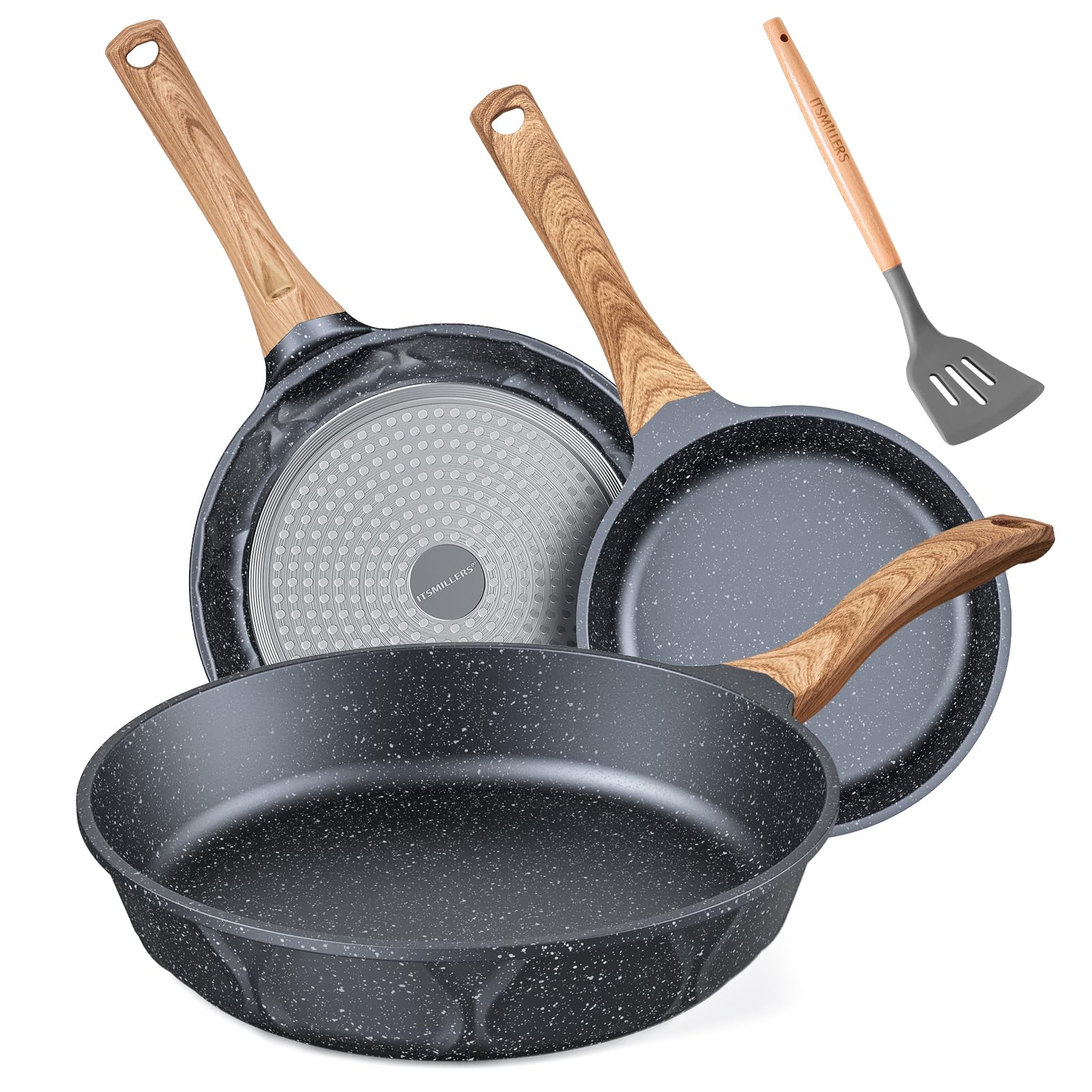 Photo 1 of **USED**
Non-stick Die-cast Deep Frying Pan Set Skillet Set Egg Omelette Pan (3)