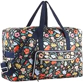 Travel Foldable Waterproof Duffel Bag - Lightweight Carry on Luggage Tote Duffel Bag(Black Floral)