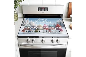 AOHMPT Multi-Design Stove Top Cover for Glass/Electric Stoves - 3-in-1 Heat-Resistant Protector Mat,Christmas theme Non-Slip Drying Rack 28"x20"