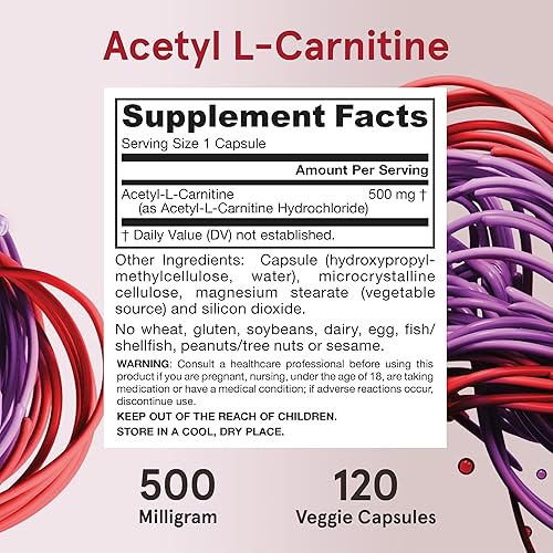 Jarrow Formulas Acetyl L-Carnitine 500 mg, Dietary Supplement, Amino Acid  Support for Brain Health and Antioxidants, 120 Veggie Capsules, 120 Day  Supply in Kenya