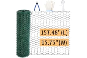 Chicken Wire for Floral Arrangements, 40CM x 400CM Green Floral Chicken Wire Mesh, 0.6 Inch Anti-Rust Hexagonal Galvanized, P
