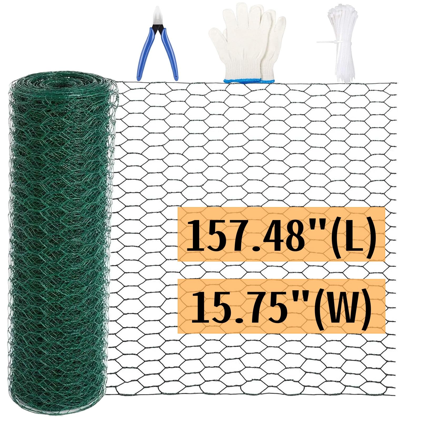 Photo 1 of Chicken Wire for Floral Arrangements, 15.75" x 157.48" Green Floral Chicken Wire Mesh, 0.6" Anti-Rust Hexagonal Galvanized, PVC Coated Hardware Cloth Metal Netting for Crafts Poultry Garden Fencing