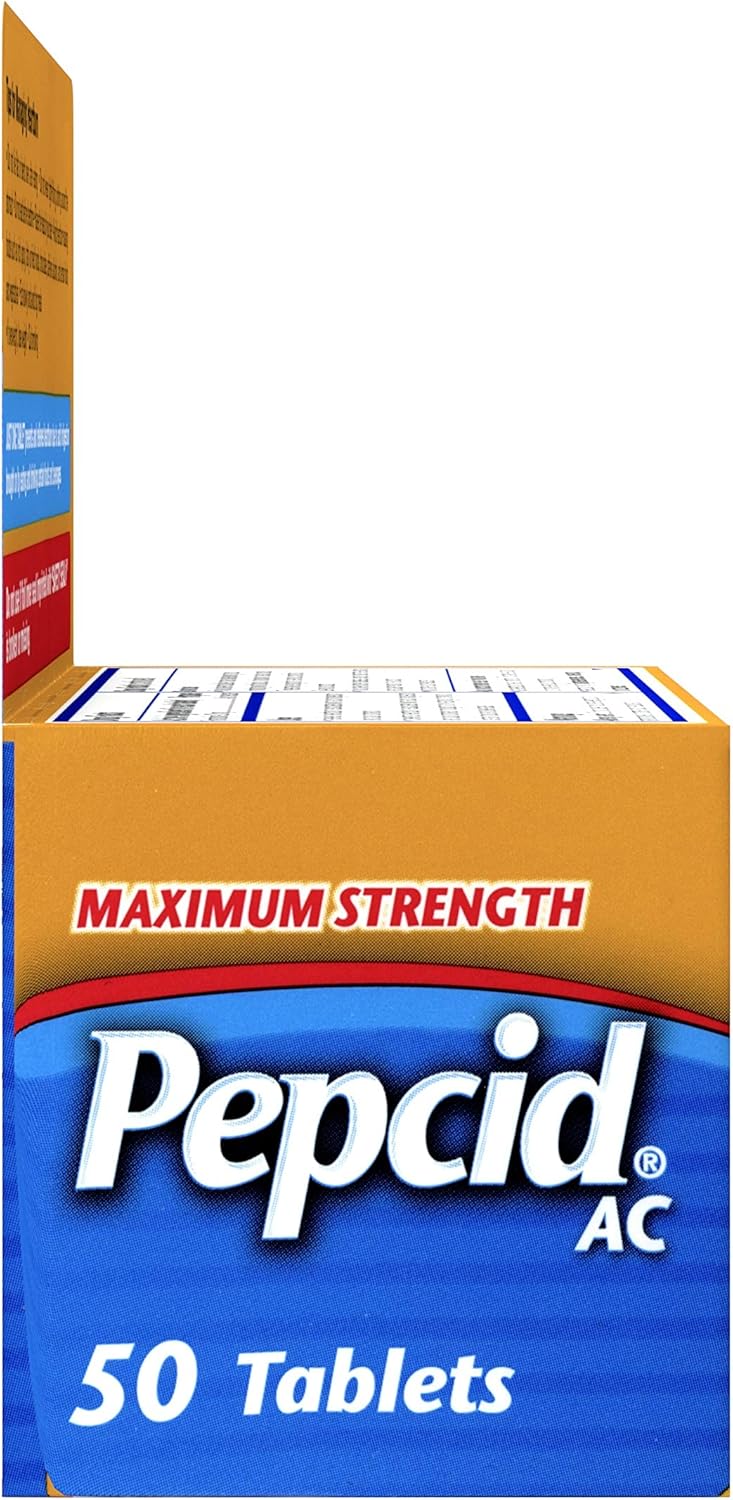 Pepcid AC Maximum Strength with 20 mg Famotidine for All-Day Heartburn Prevention & Relief, 50 ct.: Health & Personal Care
