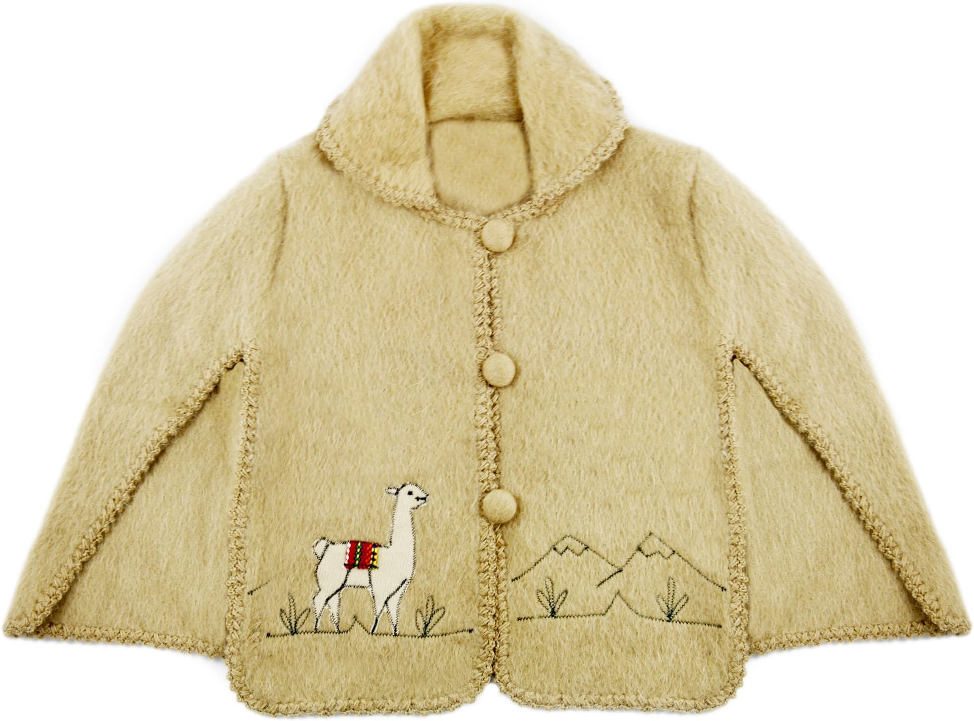 Child's Handstitched Alpaca Poncho (Brown)