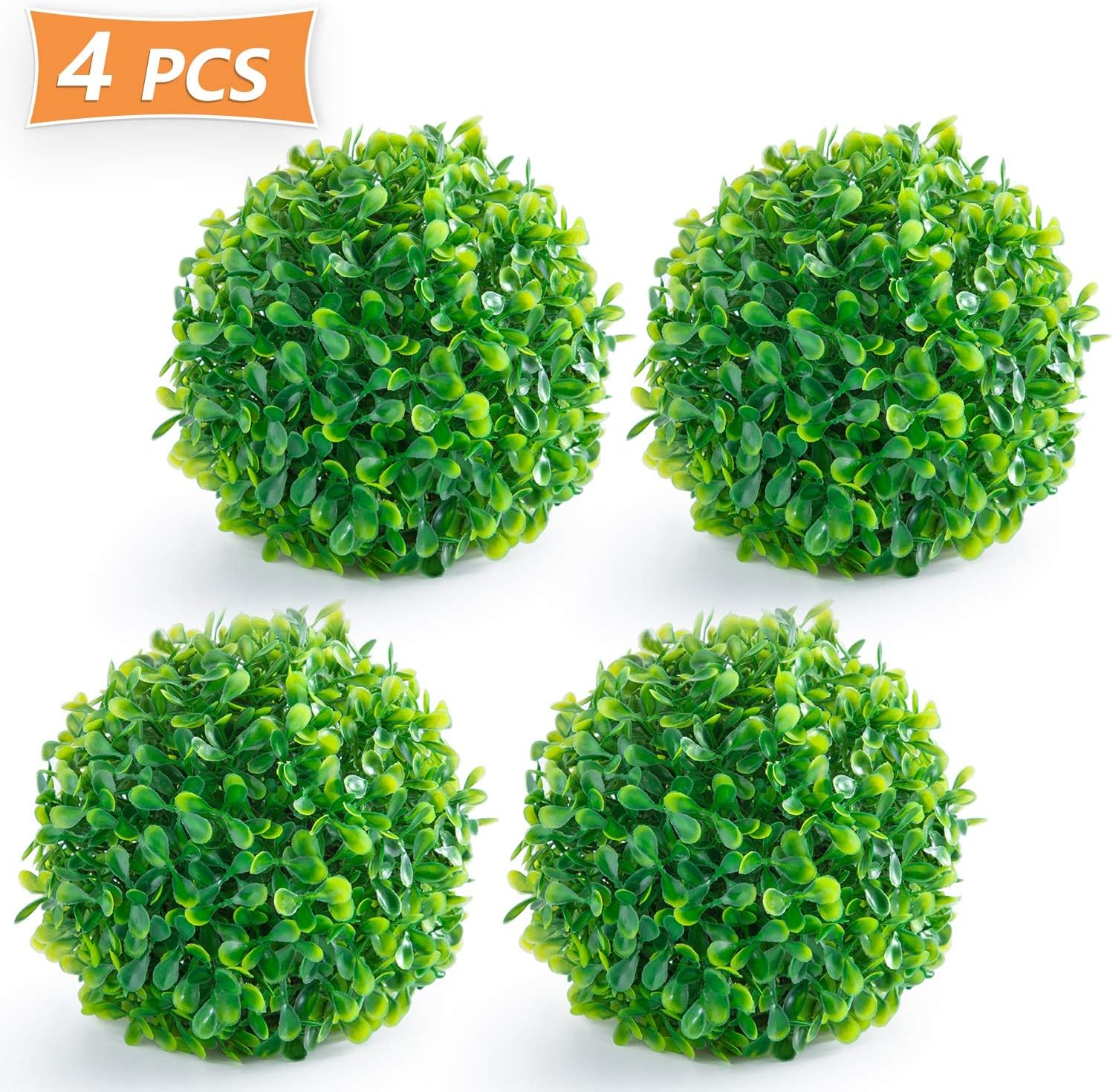 Vumdua Boxwood Ball, 4 Pack Fuax Boxwood Decorative Balls Artificial Topiary Plant for Table Decoration, Backyard, Garden, Wedding Decor and Home Decor, 6 Inches