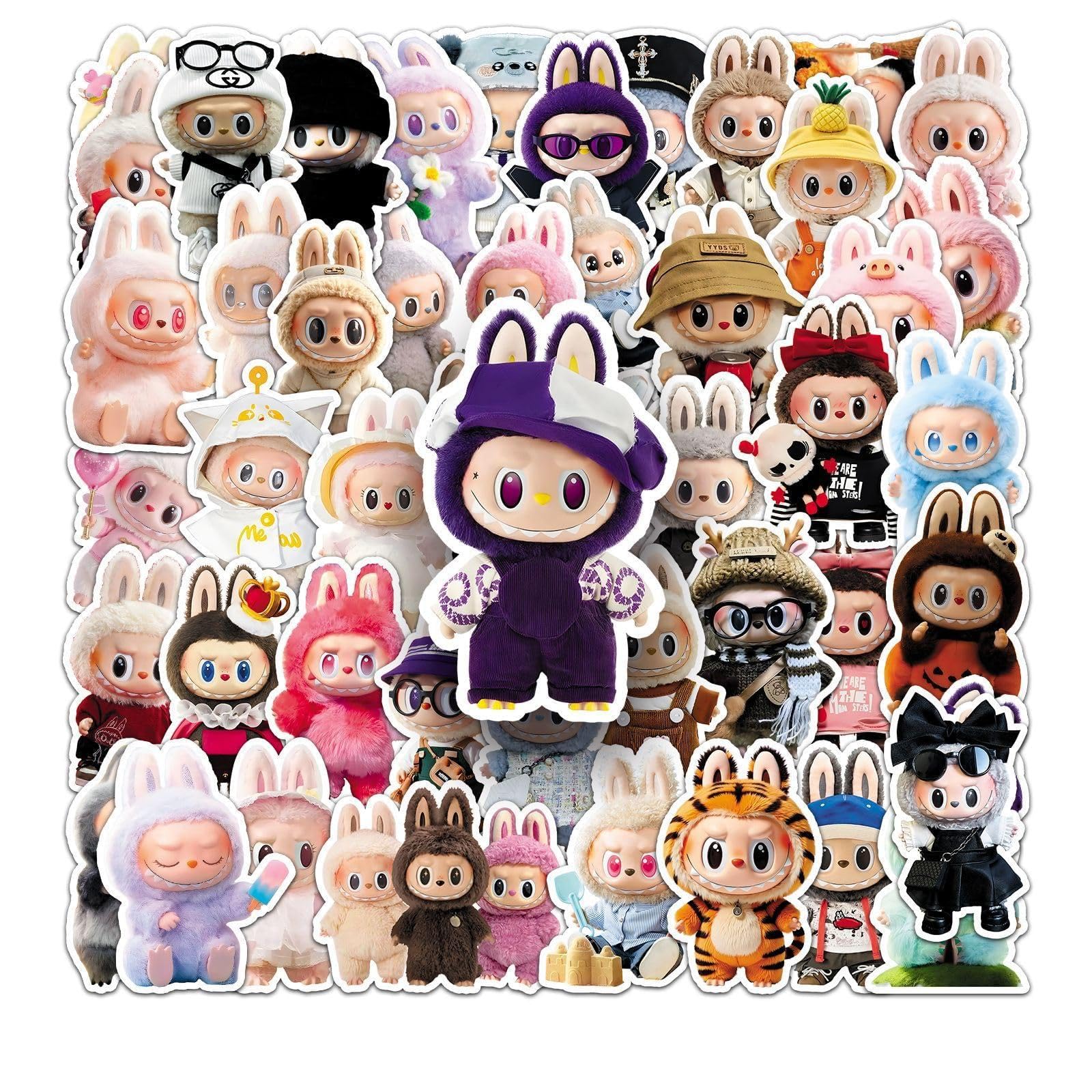 for LABUBU Stickers 50 Pcs - Vinyl Sticker Pack for Water Bottle, Laptop, Tumblers | Waterproof Decals for LABUBU Birthday Party Decorations, Favors & Gifts