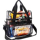 Stadium Approved Double Decker Crossbody Clear Work bag Transparent PVC Lunch Tote Makeup Travel Kit Organizer Bag On Go Clear Lunch Shoulder Bag for Sport Event Concert Correctional Officer