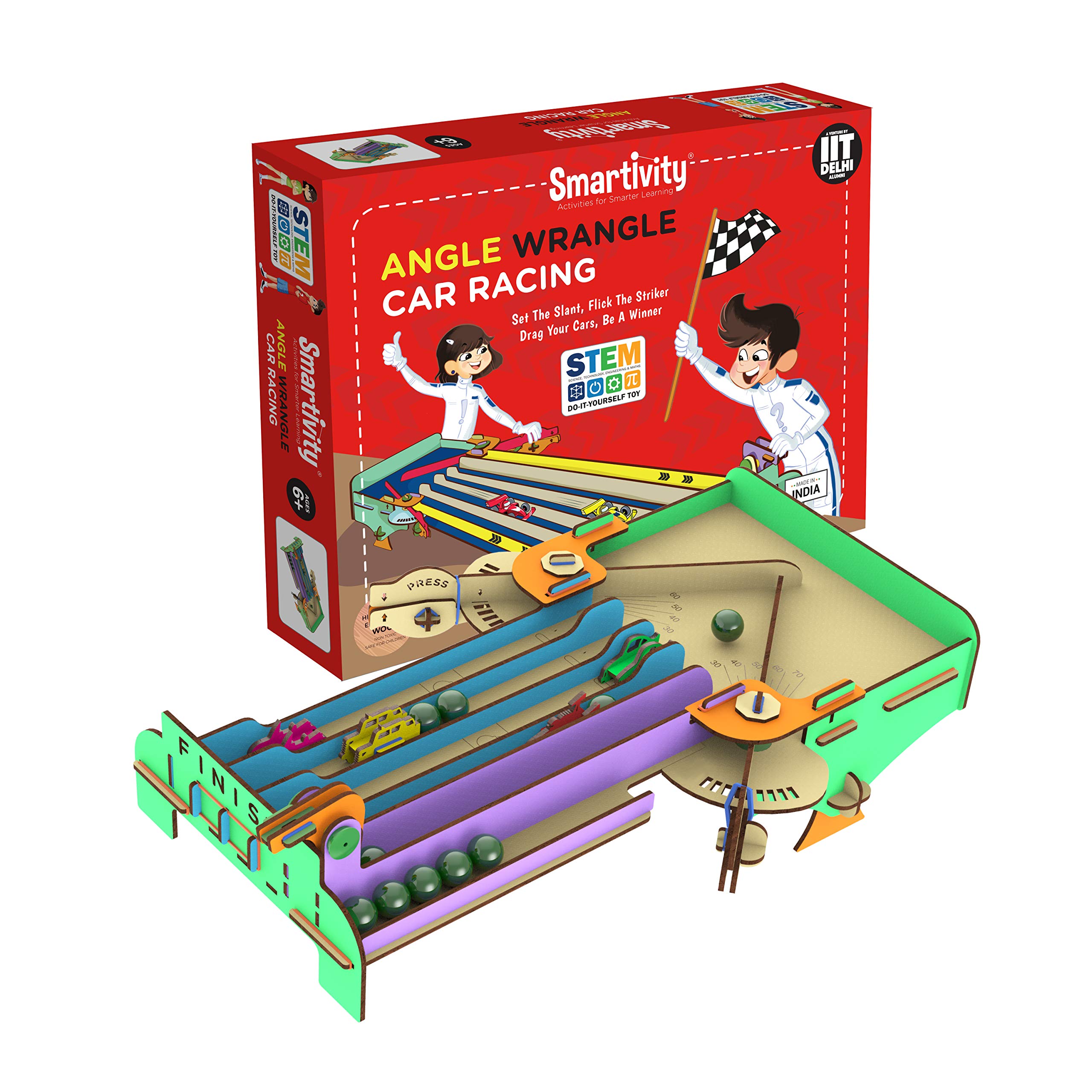 SmartivityAngle Wrangle Car Racing , STEM Learning Toys, Creative Construction Engineering, Educational Building Set, Boys & Girls Ages 6 7 8 9 10+ Year Old, Science Kit, DIY Kit, Wooden