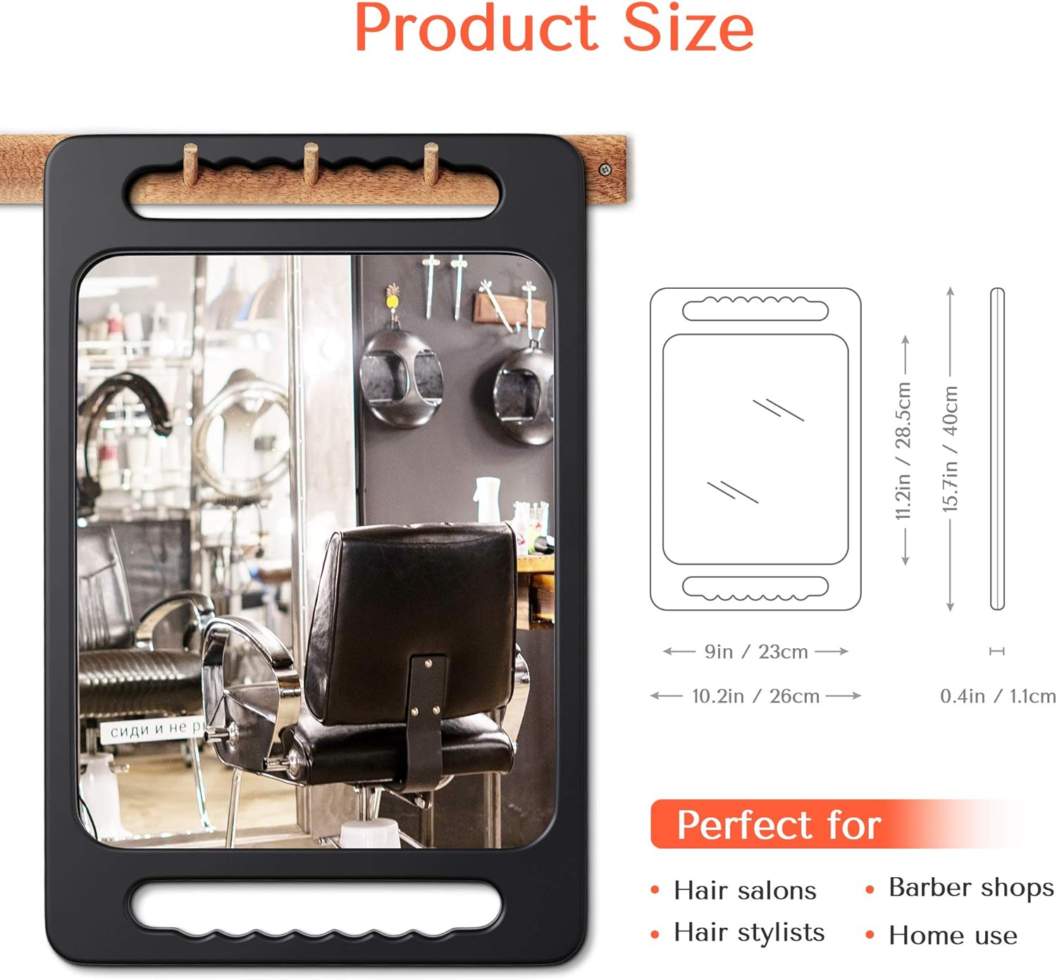 TASALON Unbreakable Hand Mirror with Double Handle - Large Handheld Barber Mirror for Hair and beauty Salon - Durable Hand Held Mirrors for barbershop - Lightweight Haircut Mirror with Double Handgrip: Furniture & Decor