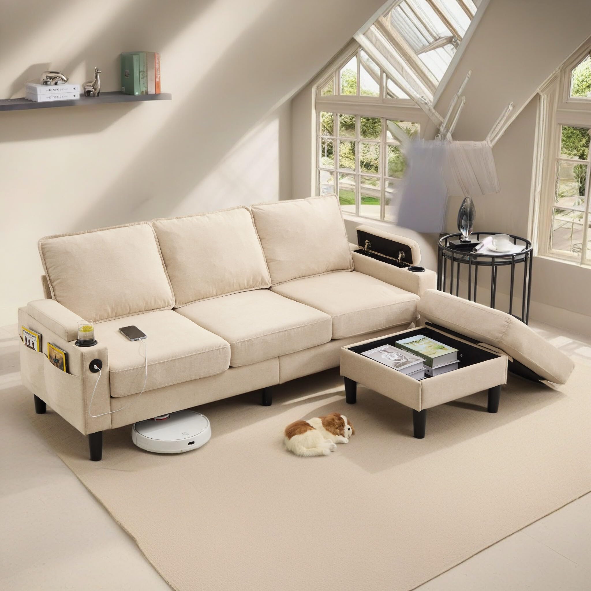 MMTGO 4-in-1 Convertible L Shaped Sleeper Sofa with Pull Out Bed and ...