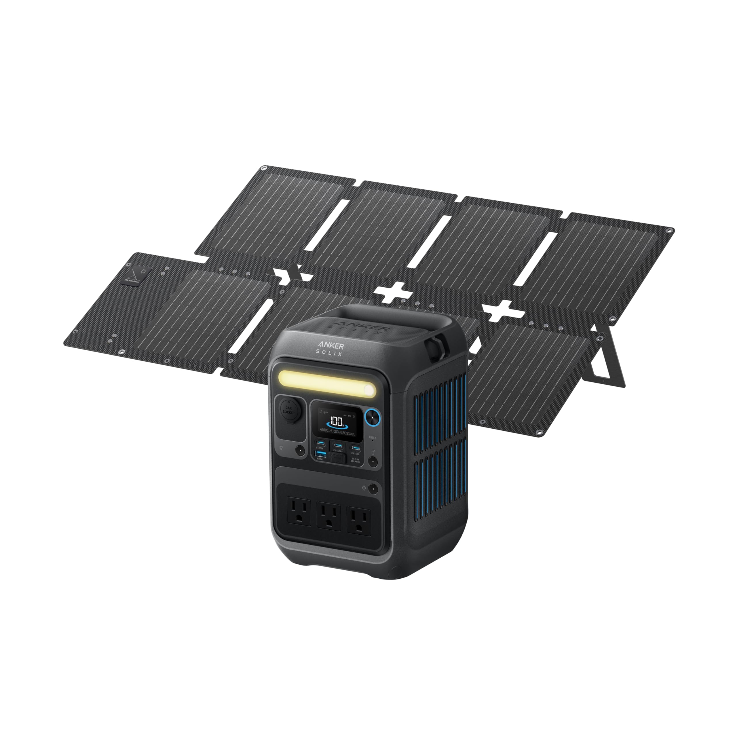 Anker SOLIX C200X Portable Power Station with 60W Solar Panel, 230.4Wh LiFePO4 Battery, 300W (600W Surge) Solar Generator, 140W Two-Way Fast Charging, For Outdoor Camping, Traveling, and Emergencies Image