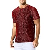 Arjen Kroos Men's Shiny Shirts Short Sleeve Sparkly Disco Rave Hot Tops Nightclub Glitter T-Shirt