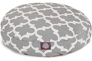 Gray Trellis Large Round Indoor Outdoor Pet Dog Bed With Removable Washable Cover By Majestic Pet Products