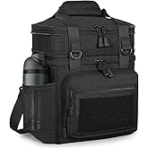 GLENKEY Double Deck Insulated Lunch Box, Expandable Large Lunch Bag Leakproof Cooler Bag Lunch Pail for Men Women Adults Work Shifts Travel Daytrip, Black
