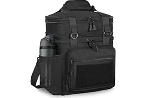 GLENKEY Double Deck Insulated Lunch Box, Expandable Large Lunch Bag Leakproof Cooler Bag Lunch Pail for Men Women Adults Work Shifts Travel Daytrip, Black