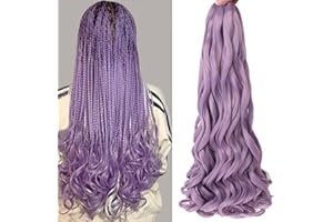 COOKOO 2 Packs Pre Stretched French Braiding Hair - 22 Inch Spiral Curls with Curly Ends - Spanish Loose Wavy Synthetic Hair Extensions for Black Women (Light Purple)
