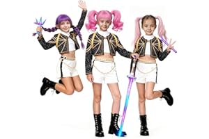 AKUVU Stage Outfit Pop Singers Clothes Set Top and Pants and Gloves for 3-14 Years