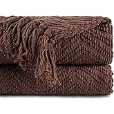 BATTILO HOME Dark Brown Throw Blanket for Couch, Knitted Brown Throw 50'' x 60'', Super Soft Cozy Warm Chocolate Throw for Living Room Chair Couch Bed Sofa Bedroom Home Decor