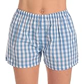 Just Love Womens Cotton Boxer Shorts with Pockets – 100% Cotton Sleep, Lounge & Casual Shorts – Prints & Plaids